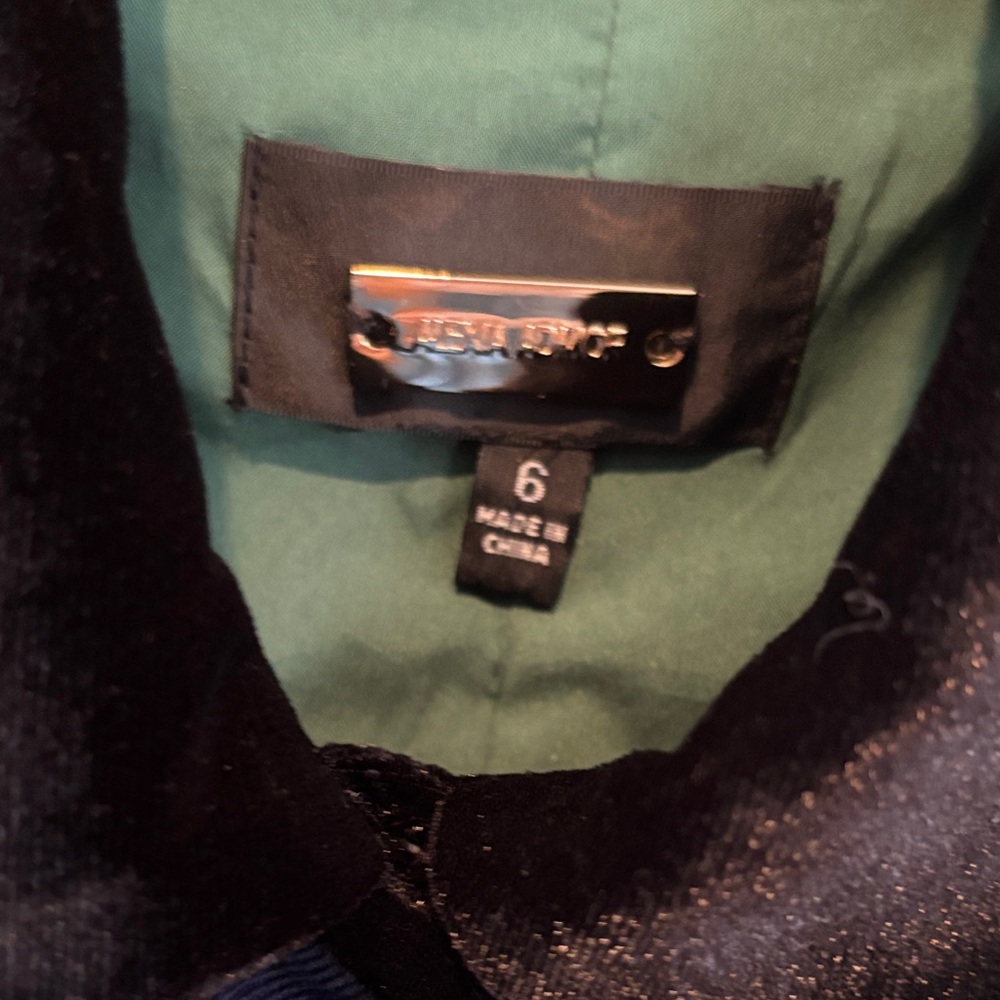 Alexia Admor Navy and Green Glen Plaid Velvette  Dress With Black Velvet Trim - Picture 2 of 6
